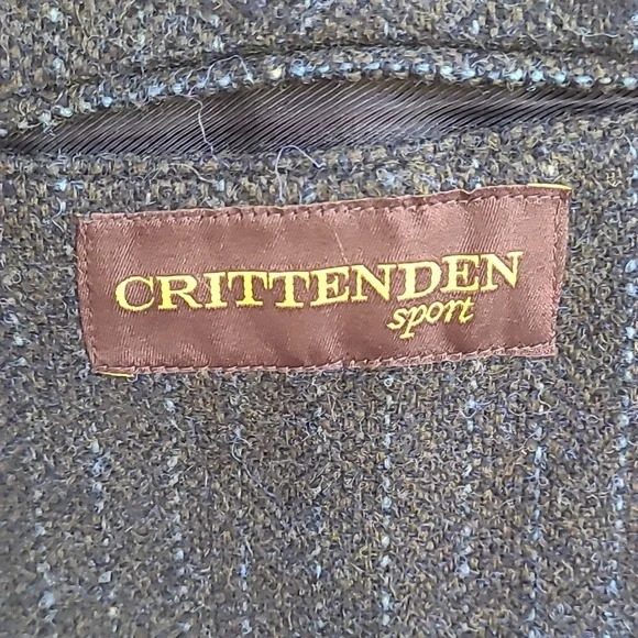 CRITTENDEN Sport Dark Brown Weave Striped JAMIESONS‎ TWEED Wool 42 R Sport Coat